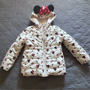 Disney White and Red Minnie Mouse Puffer Jacket